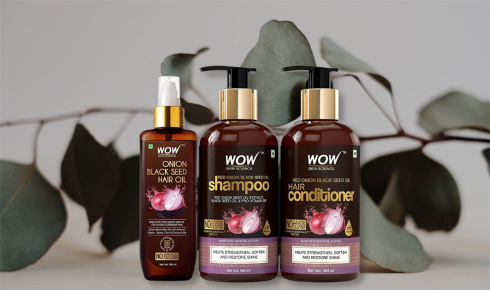 WOW Skin Science Onion Black Seed Oil Ultimate Hair Care Kit (Shampoo + Hair Conditioner + Hair Oil)